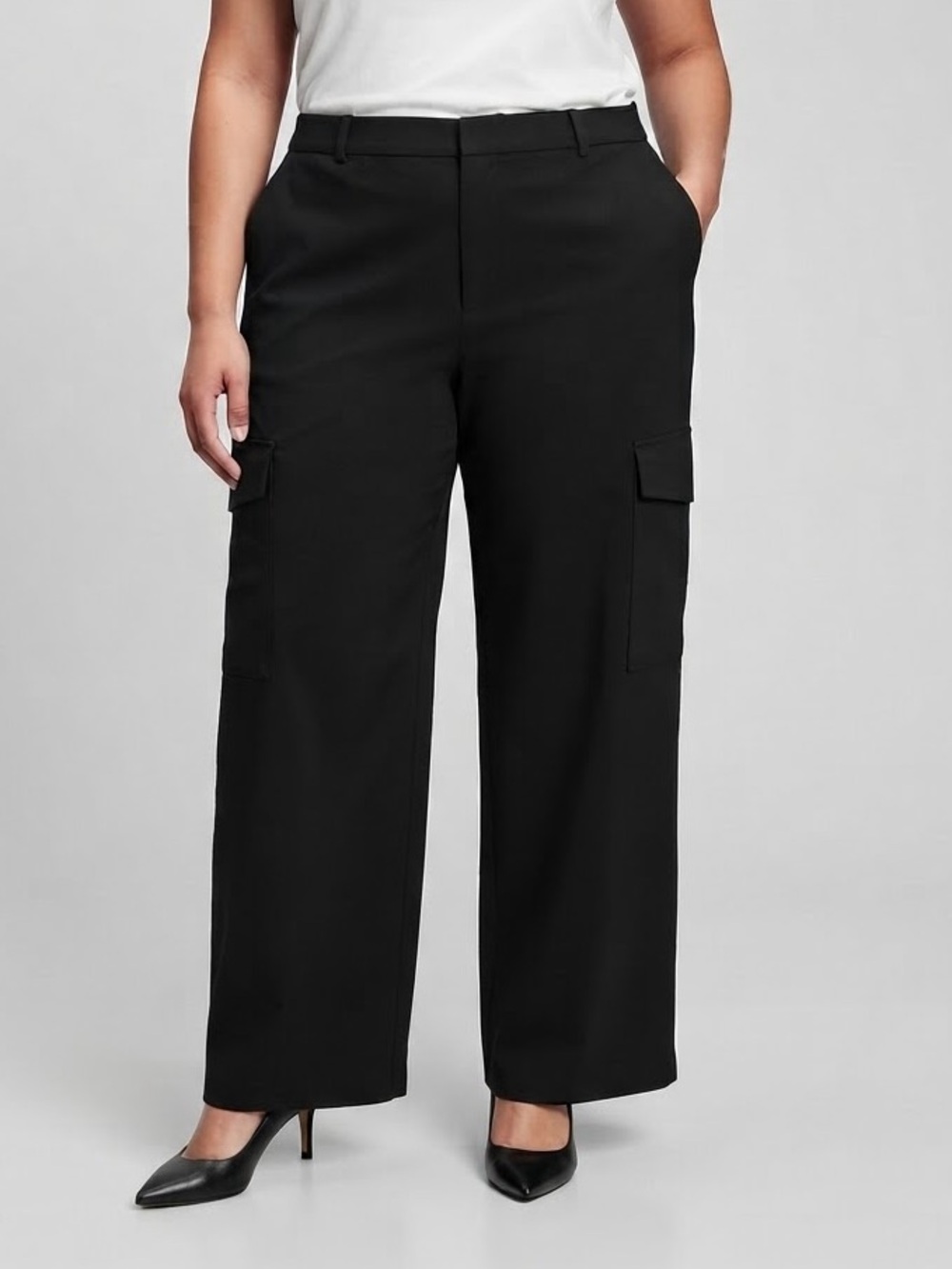 REITMANS Black Wide Leg Cargo Trousers size 22